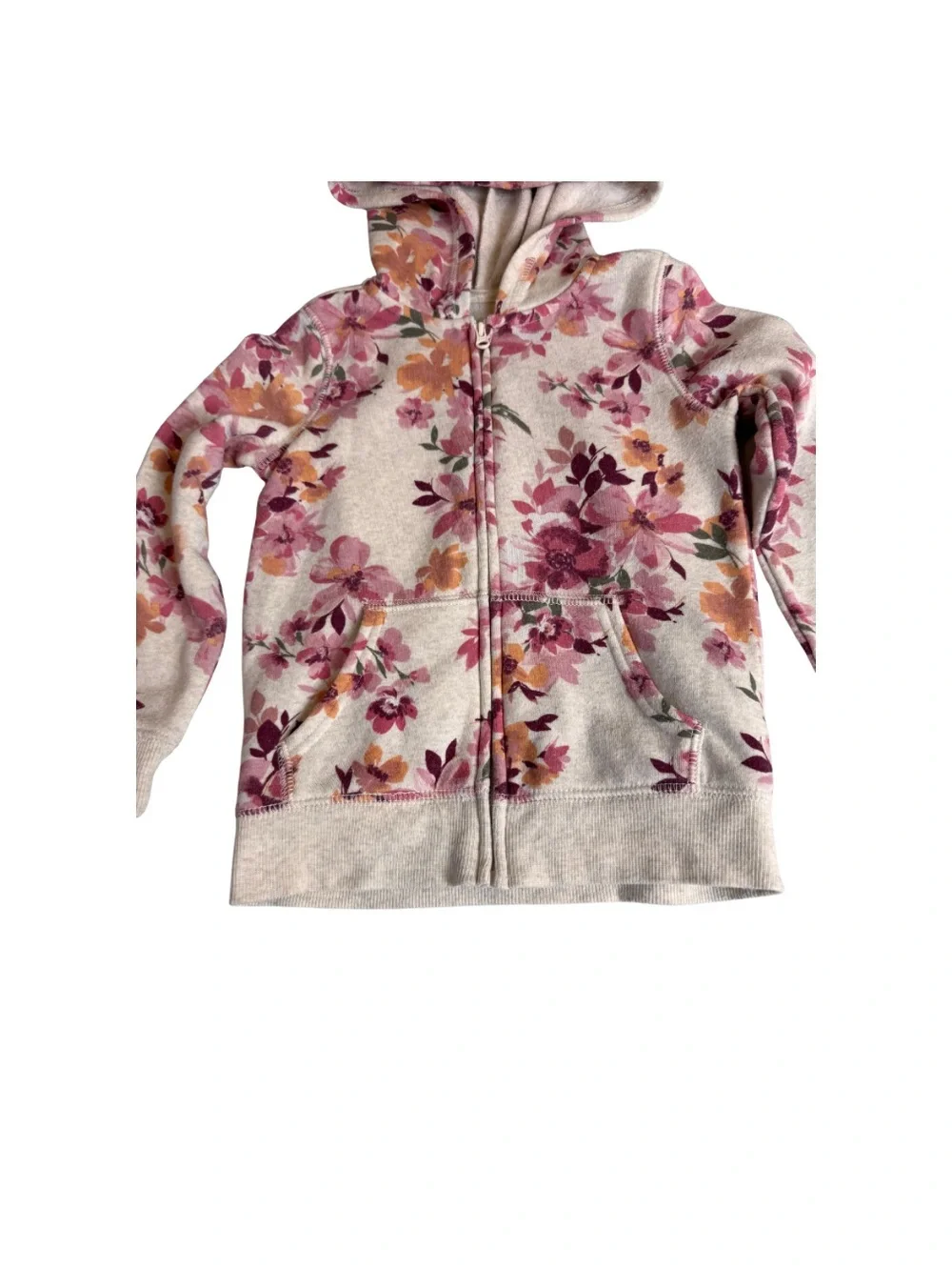 OshKosh B'gosh Cream & Pink Floral Fleece Zip Hoodie & Joggers Set 4T